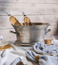 Rhone Champagne Bucket in antique silver finish, featuring elegant curved handles and a classic flared rim. Perfect for chilling wine or champagne at sophisticated gatherings.