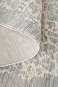 Corner view of Rogue Mist runner rug showing low pile finish and backing