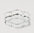 Silver rosette mirrored tray with scalloped edge and glass base