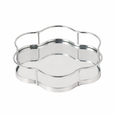Silver rosette mirrored tray with scalloped edge and glass base