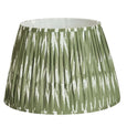 Sage green ikat pleated lamp shade XL with woven fabric texture