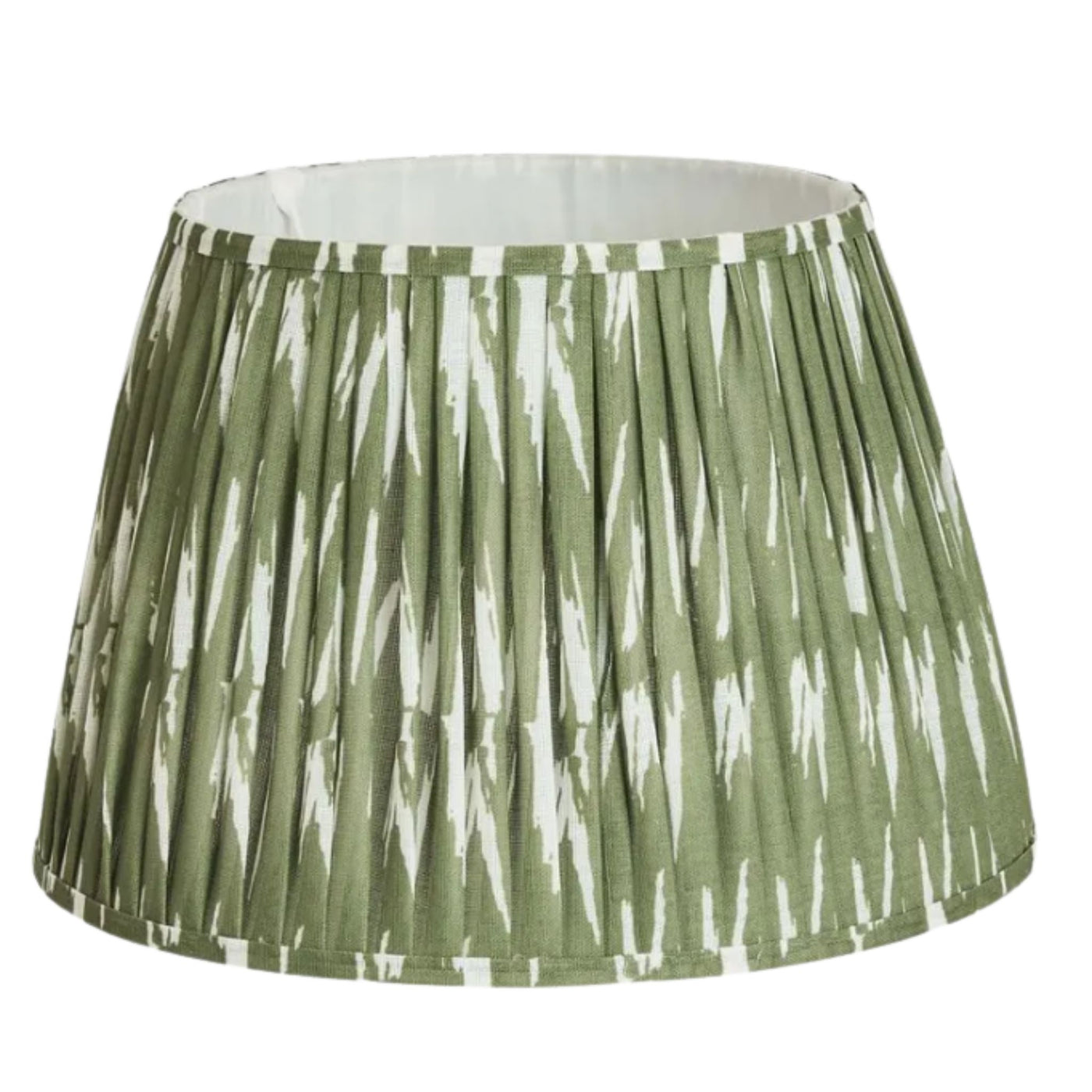 Sage green ikat pleated lamp shade XL with woven fabric texture