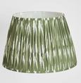Sage green ikat pleated lamp shade XL with woven fabric texture