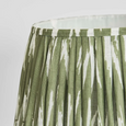 Close up of sage ikat pleated lamp shade woven fabric detail