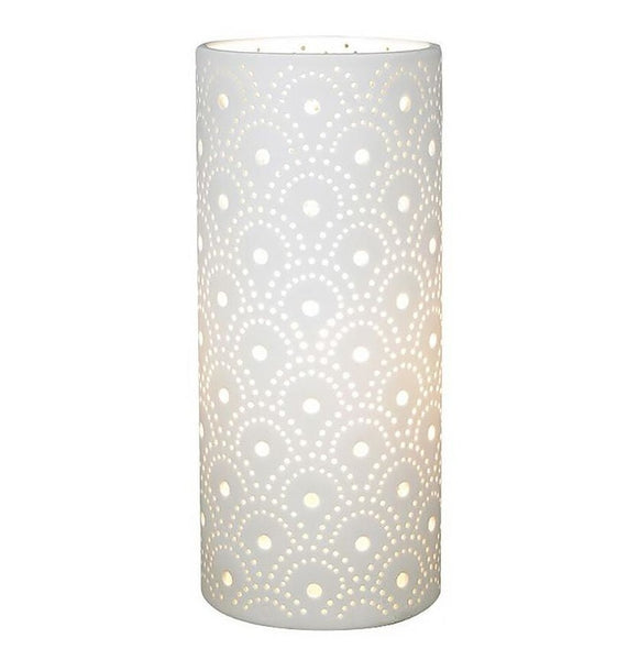 samara porcelain lamp half moon pattern white ceramic table lamp ambient lighting coastal hamptons style