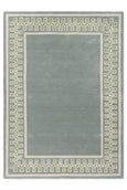 Sanderson Linnean Porcelain Rug with jade and flax geometric border