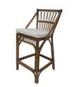 Cayman Rattan Hamptons Barstool Natural With Cream Cushions & Footrest