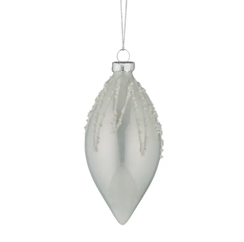 Glacial Drop Ornament Glass White