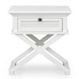 West Beach Cross Leg Hamptons Side Table W/Drawer White