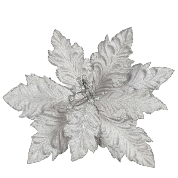 Clip on Poinsettia Silver