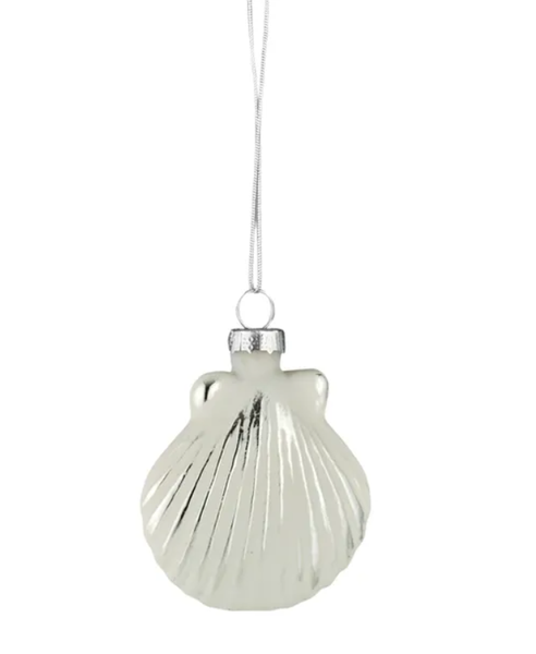 Silvery Shell Ornament Silver Glass