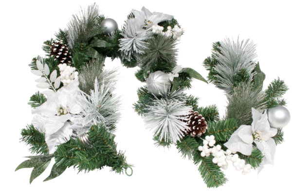 Garland White Poinsettia