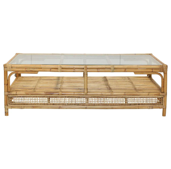 Havana Rattan Hamptons Coffee Table With Glass Top