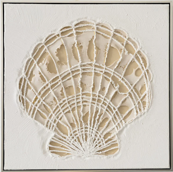 Clam Sea Shell Canvas in Silver Frame