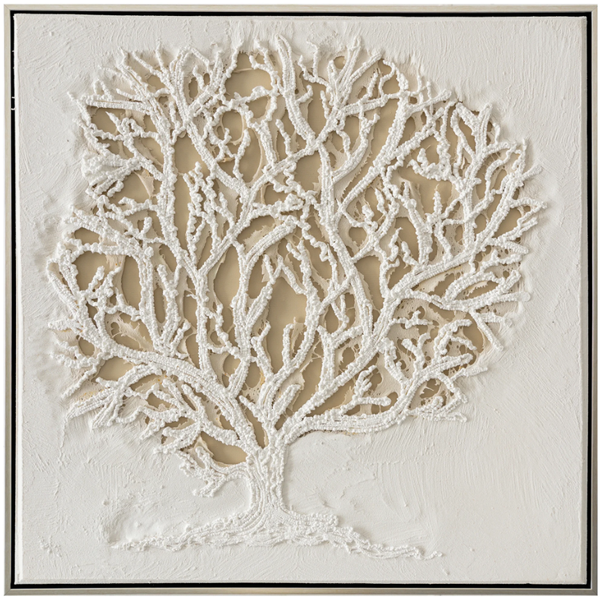 Coral Seaweed Canvas in Silver Frame