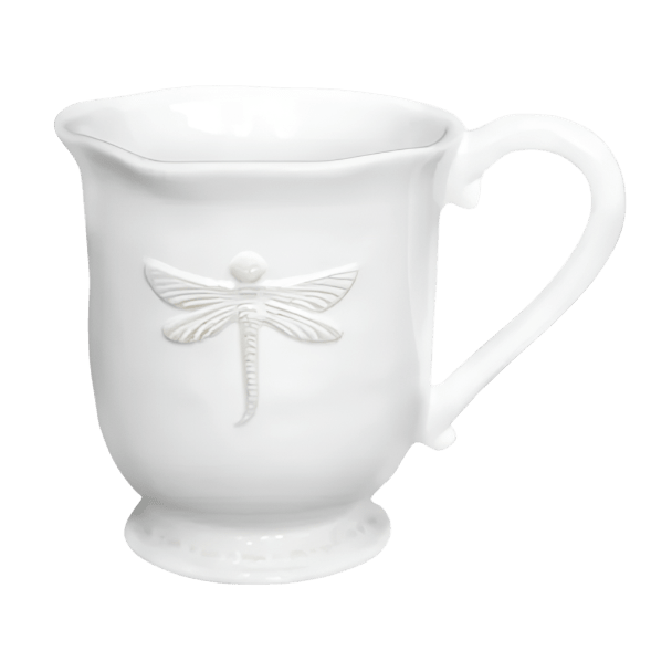 Dragonfly Stoneware White Mug - Hamptons Style