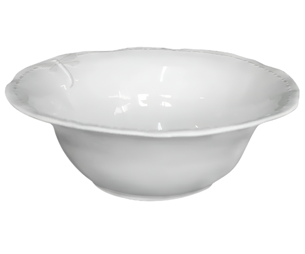 Dragonfly Stoneware White Salad Bowl Large