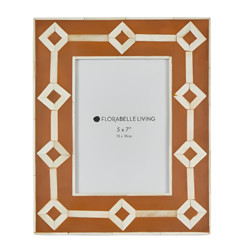 Sasha Bone Inlay Photo Frame Orange 5x7"