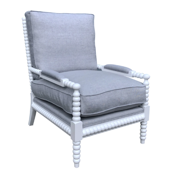 Bobbin White Armchair Duck Egg Linen