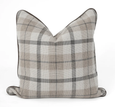 Tartan Piped Beige Lounge Cushion 55cm