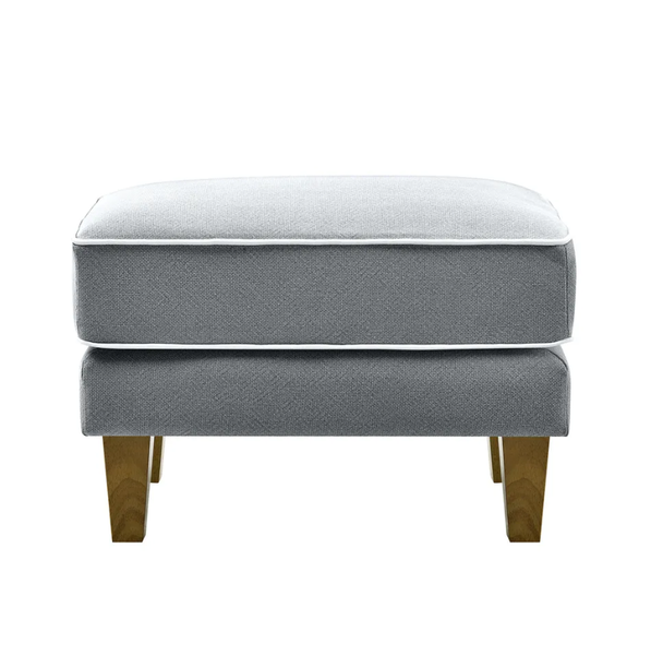 Bondi Hamptons Ottoman Grey W/White Piping