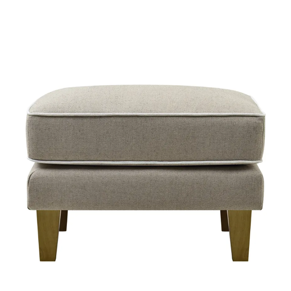 Bondi Hamptons Ottoman Natural W/White Piping