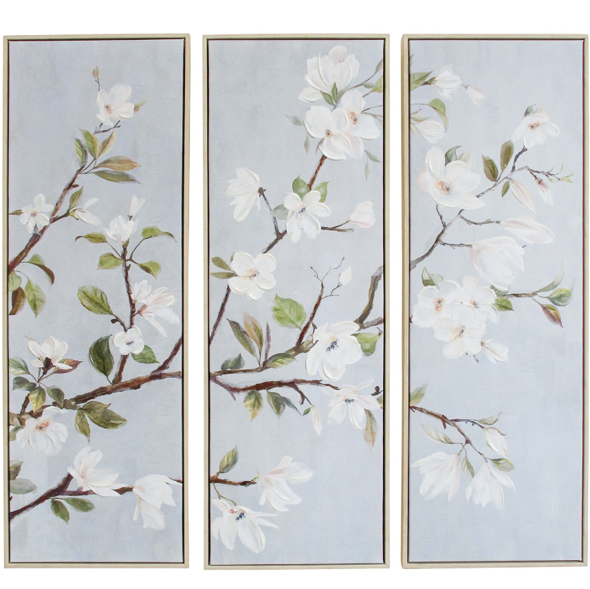 Framed Canvas Set/3 Magnolias