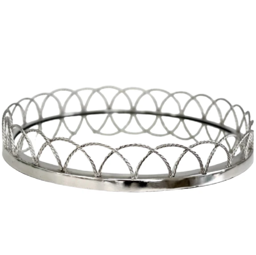 Round Glass Tray with Looped Edge