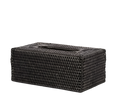 Paume Rattan Rectangle Tissue Box Black