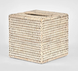 Paume Rattan Square Tissue Box Whitewash