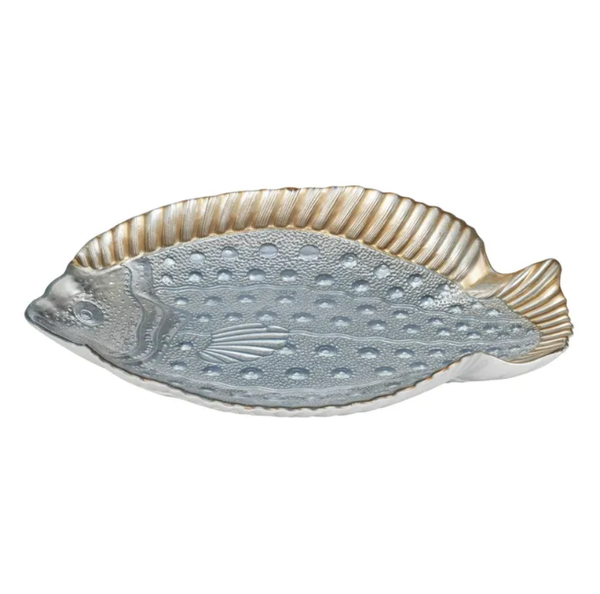 Umi Glass Fish Plate Steel/Mint