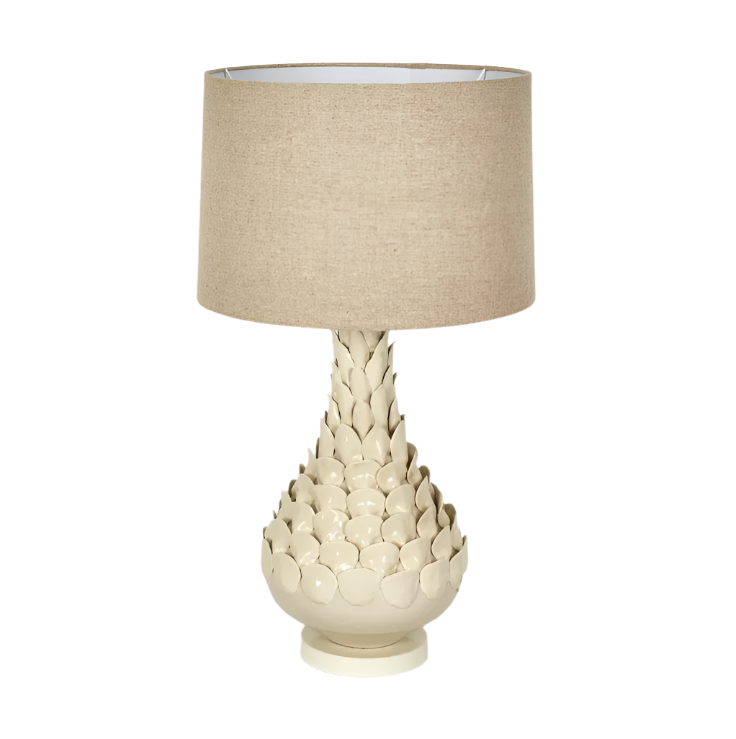 Petal Ceramic Table Lamp with Natural Linen Shade