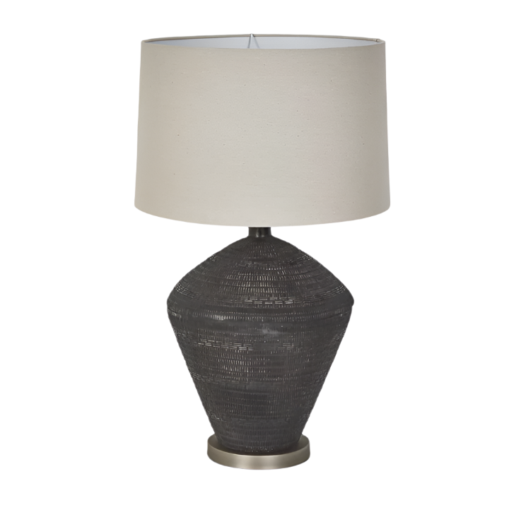 Meridien Black Lamp with Natural Linen Shade