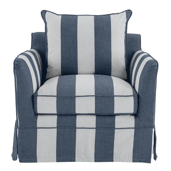Noosa Hamptons Armchair Denim/Cream Stripe