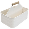 Metal Caddy with Wooden Handle Ivory - Hamptons Style