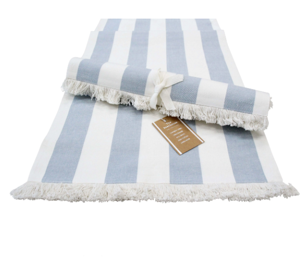 Table Runner Chambray Stripe Blue
