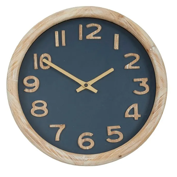 Cedric Wood Clock 32.5cm Natural/Navy
