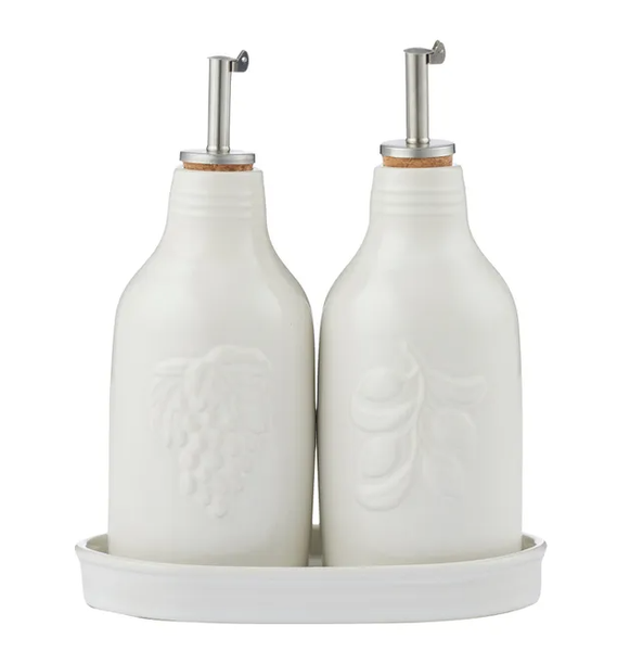 Olio/Aceto S/2 Bottles with Tray