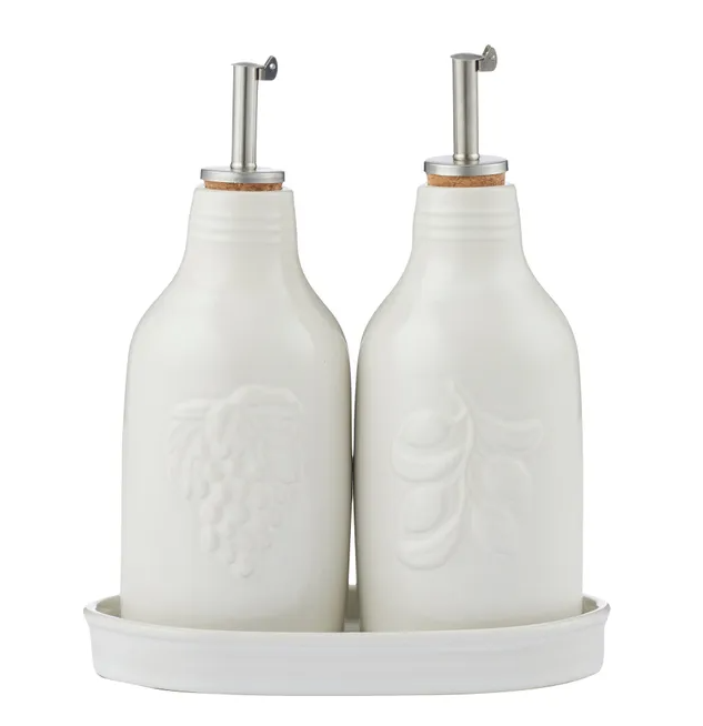 Olio/Aceto S/2 Bottles with Tray
