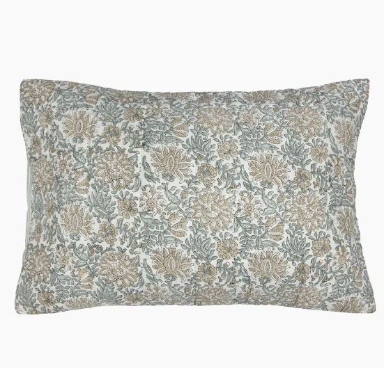 Athena Handblock Blue/Natural Pillow Covers (2PC)