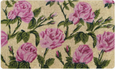 Rose Garden Doormat handmade from natural coir with pink and green floral design on natural background, durable and elegant entryway mat.