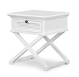 West Beach Cross Leg Hamptons Side Table W/Drawer White