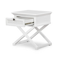 West Beach Cross Leg Hamptons Side Table W/Drawer White