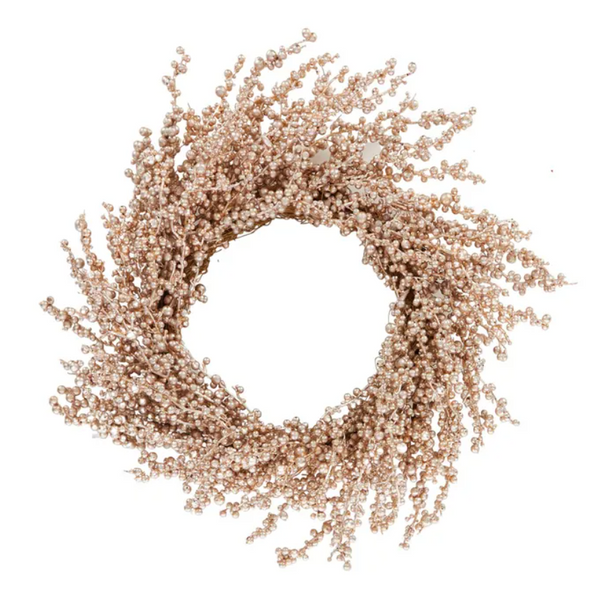 Beaded Wreath 50cm Champagne