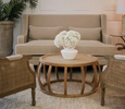 Bondi Hamptons 2 Seat Sofa Natural With White Piping