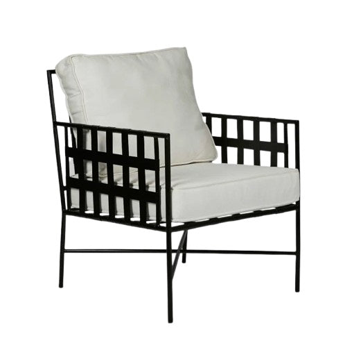 Davenport Iron Outdoor Lounge Chair Black/White