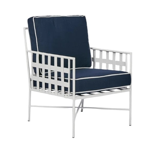 Davenport Iron Outdoor Lounge Chair White/Navy