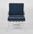 Davenport Iron Outdoor Lounge Chair White/Navy