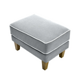 Bondi Hamptons Ottoman Grey W/White Piping