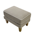 Bondi Hamptons Ottoman Natural W/White Piping